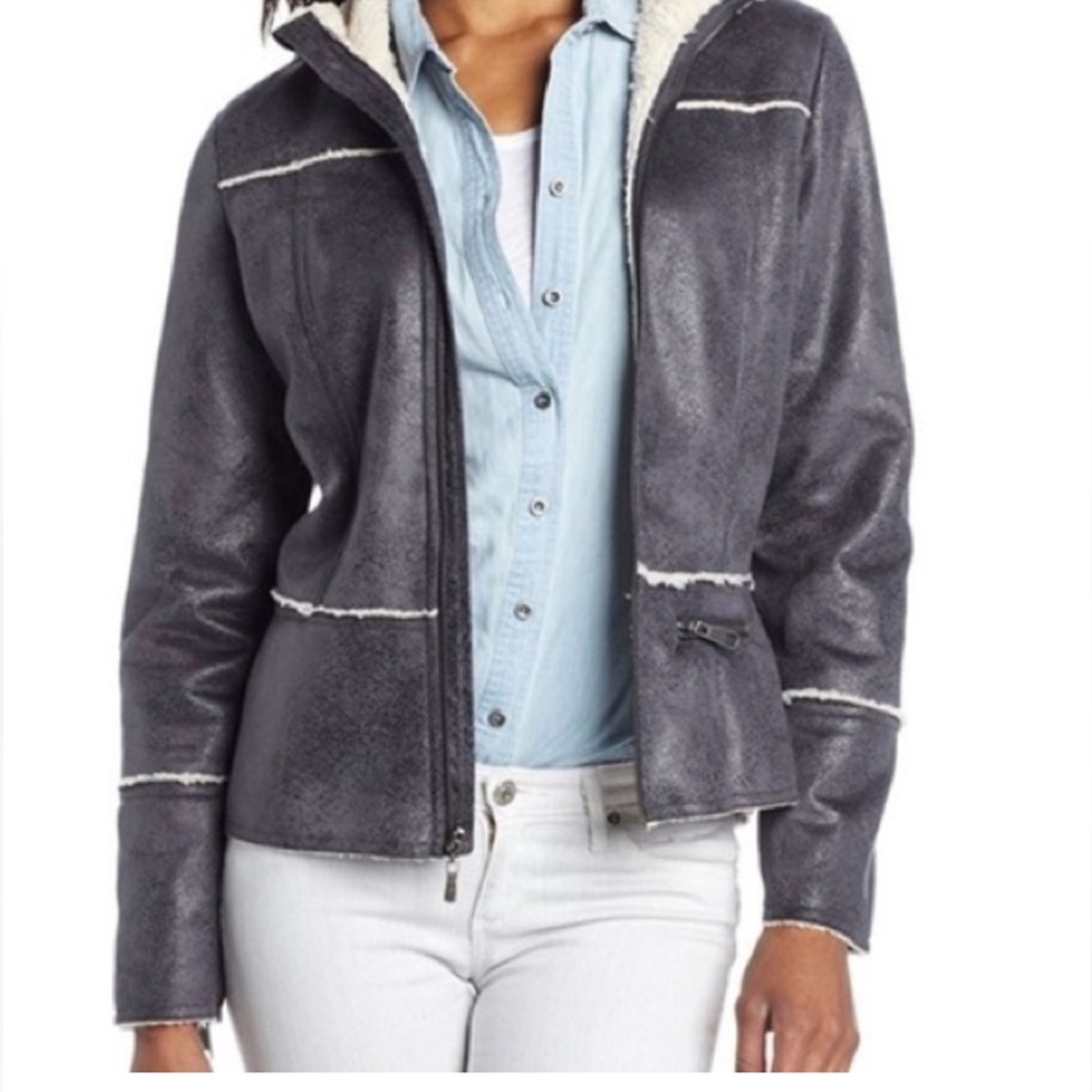 New-Prana ESME Grey Sherpa coat in a Small